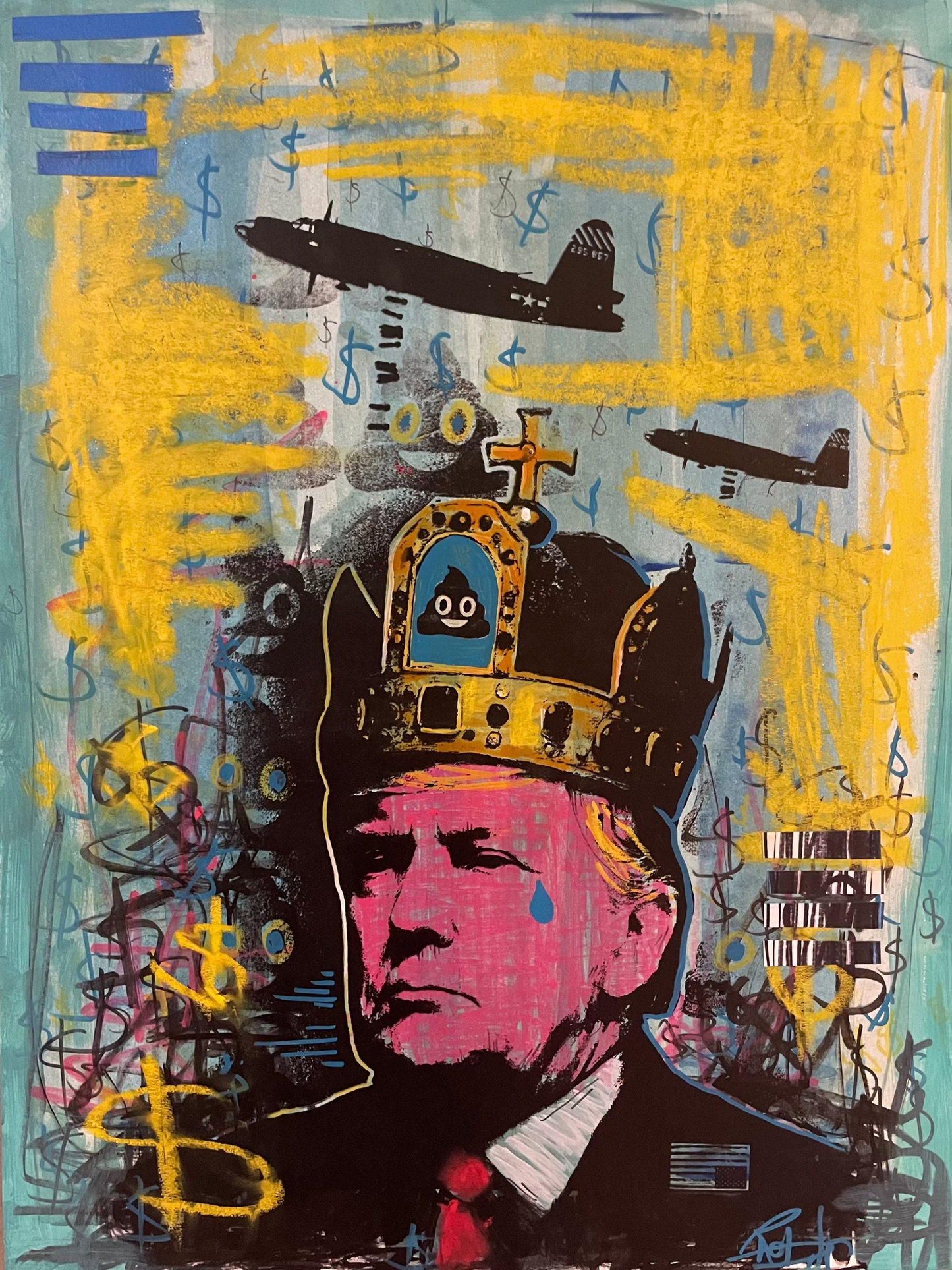 King of Shit 1 - Trump Portrait Mixed Media Painting | Political Art