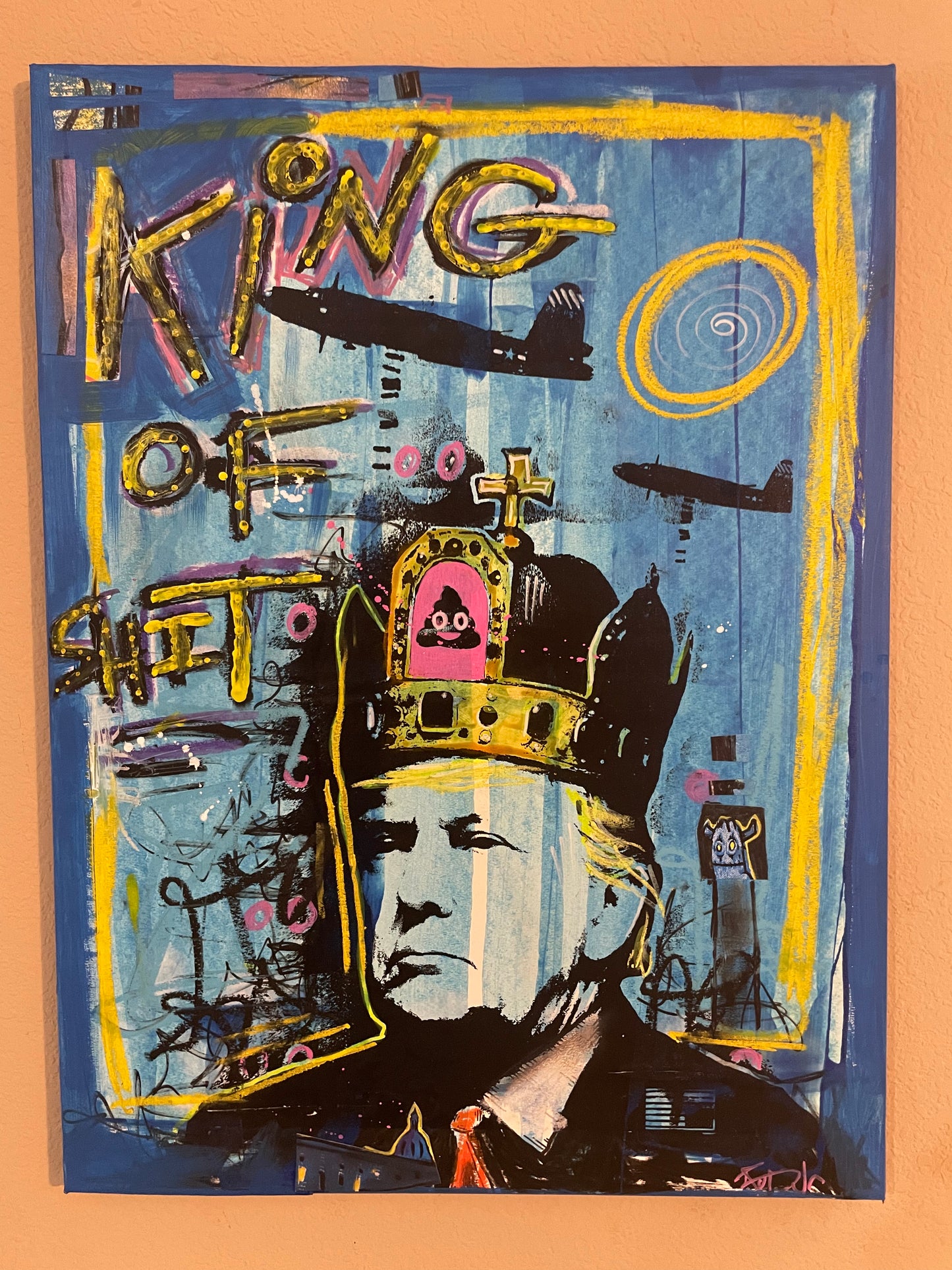 King of Shit 3 - Trump Portrait Mixed Media Painting | Political Art