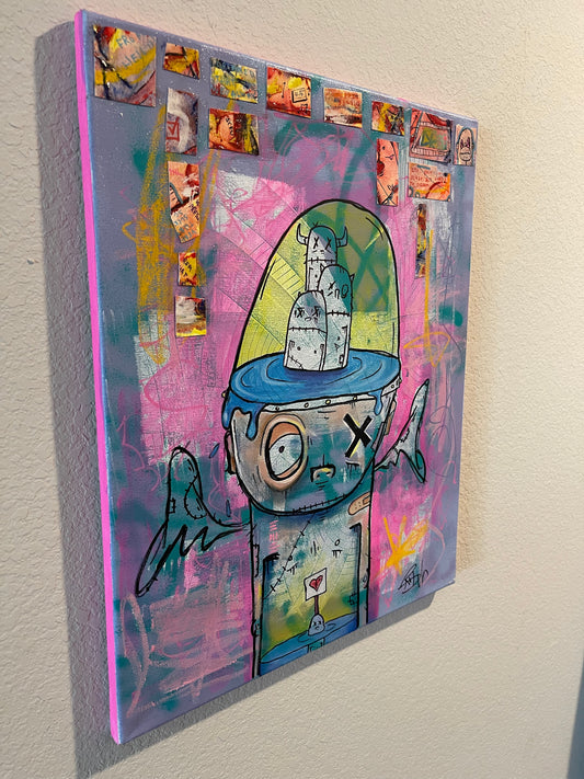 "Empty Nest" 16in by 20in mixed media on stretched canvas. Album Cover Design.