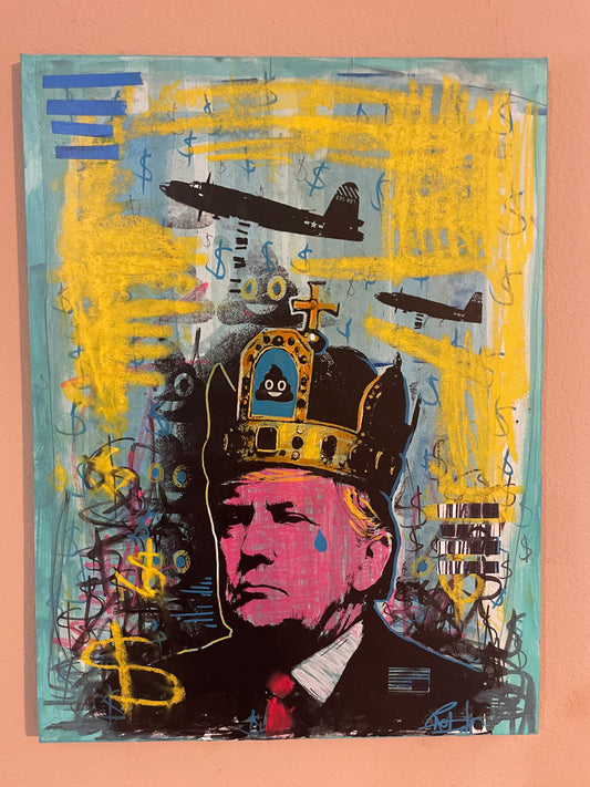 "A4.- King of Shit 1" Mixed Media Trump Portrait