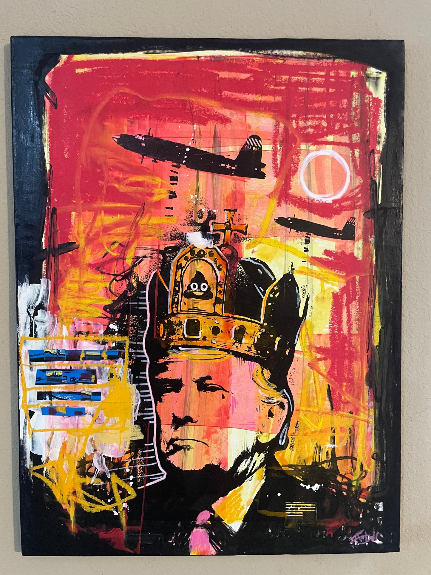 King of Shit 2 - Trump Portrait Mixed Media Painting | Political Art