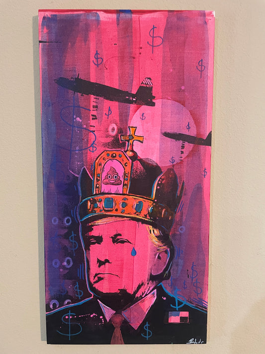 "A4. King Of Shit 4" Donald Trump Street Art Portrait With Crown Painting