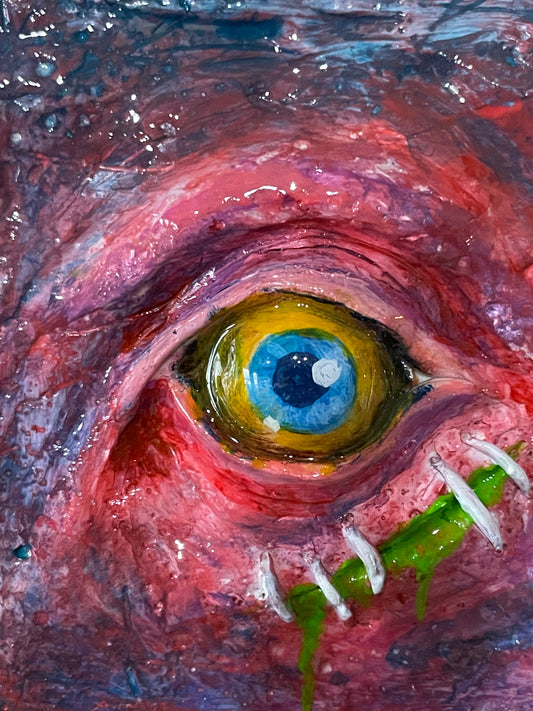 Sculpted Monster Eye on Canvas
