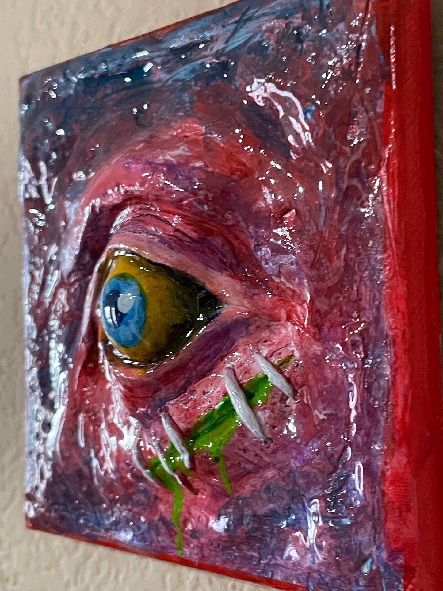 Sculpted Monster Eye on Canvas