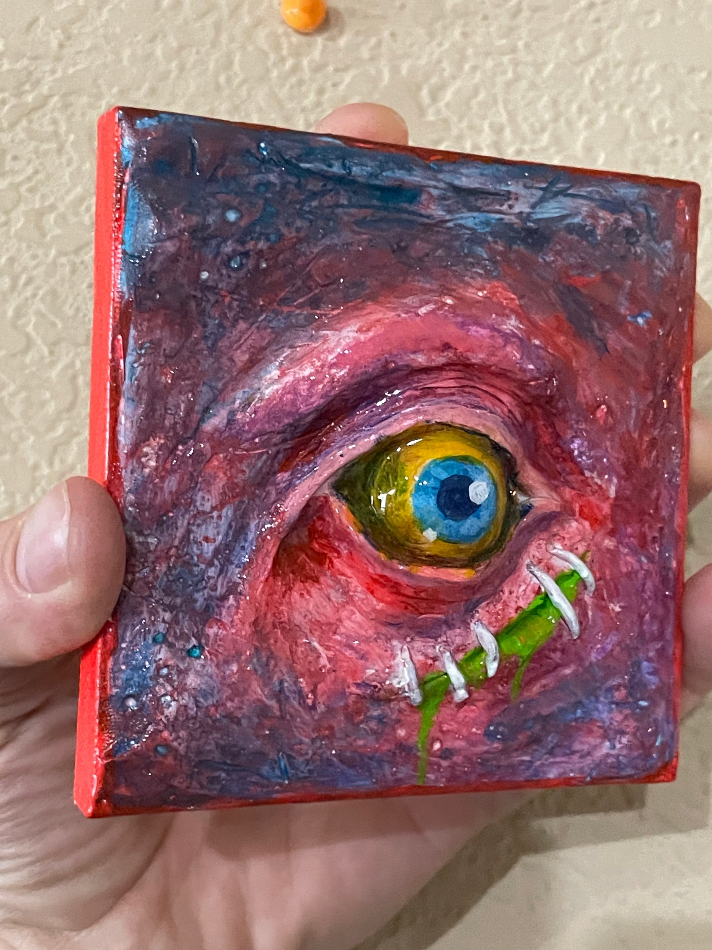 Sculpted Monster Eye on Canvas