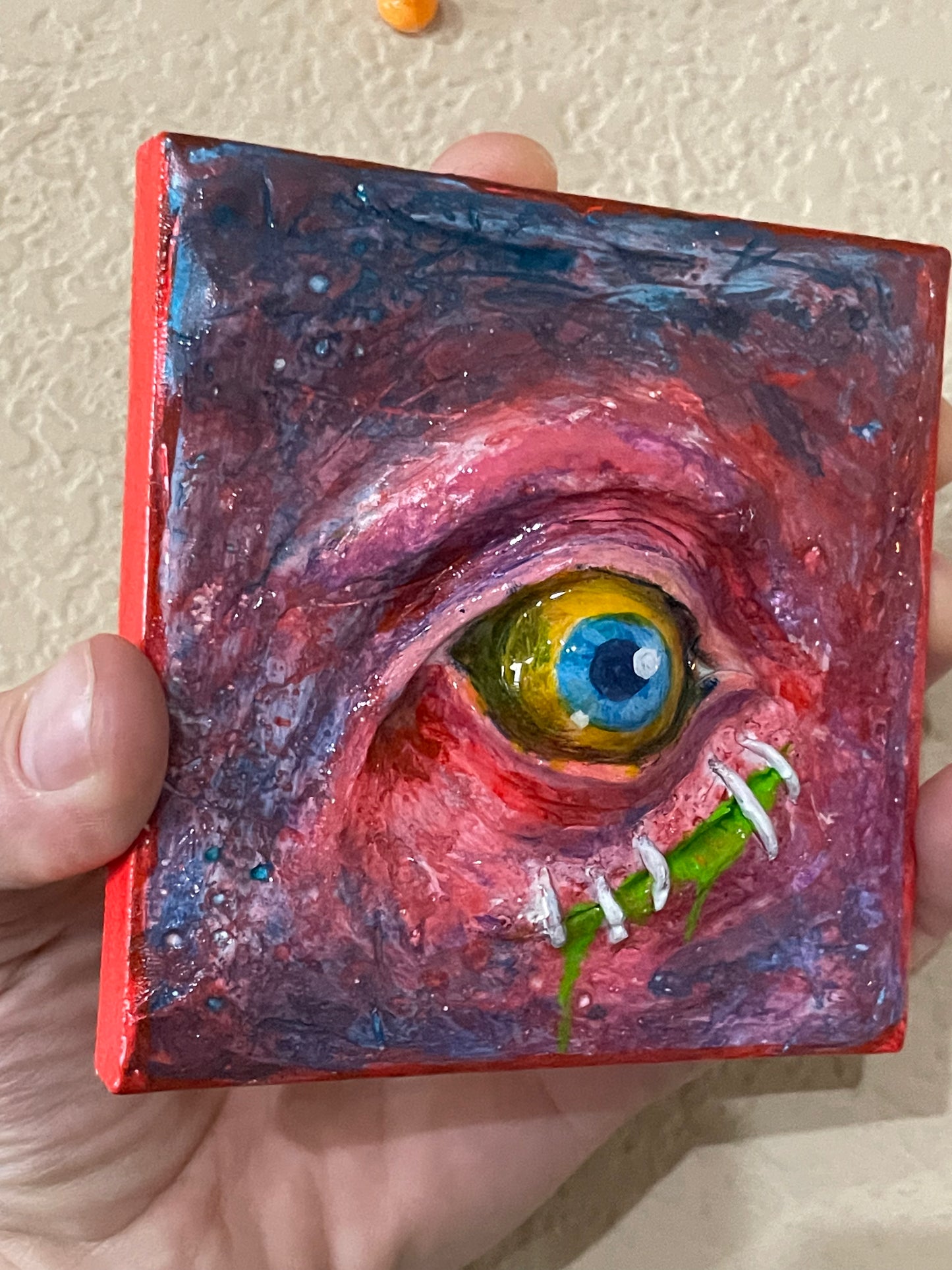 Sculpted Monster Eye on Canvas