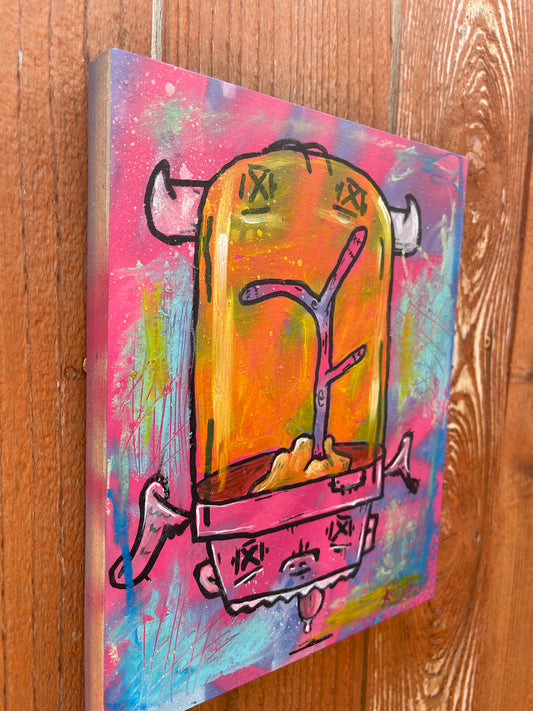 8in by 10in Mixed Media Painting on wood panel, Graffiti & Street Art Inspired Art. "Mind Garden II"